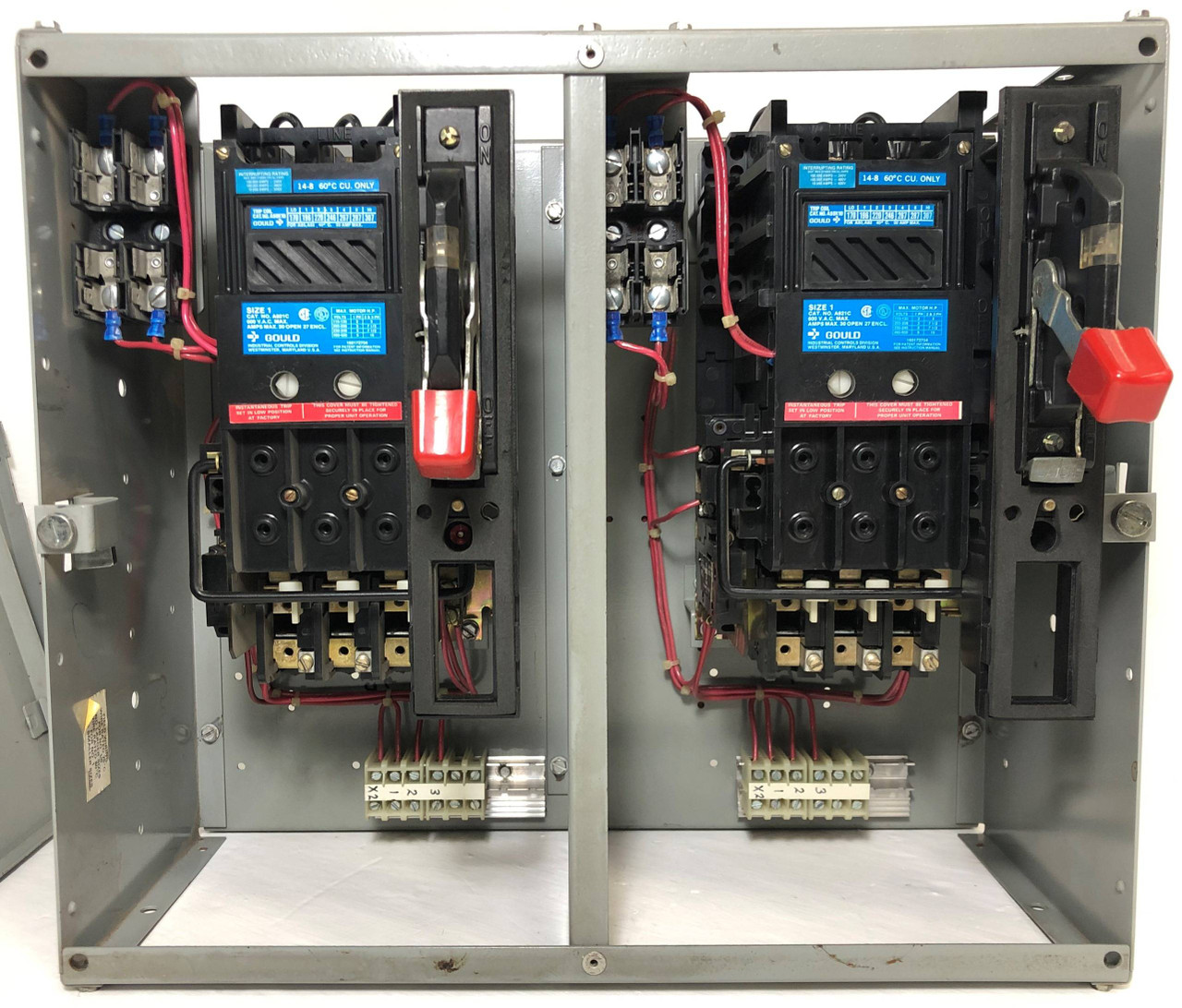 Telemecanique 5600 Dual Size 1 Combo Starter 30A 18" MCC Bucket A821C Gould (EM3758-13)