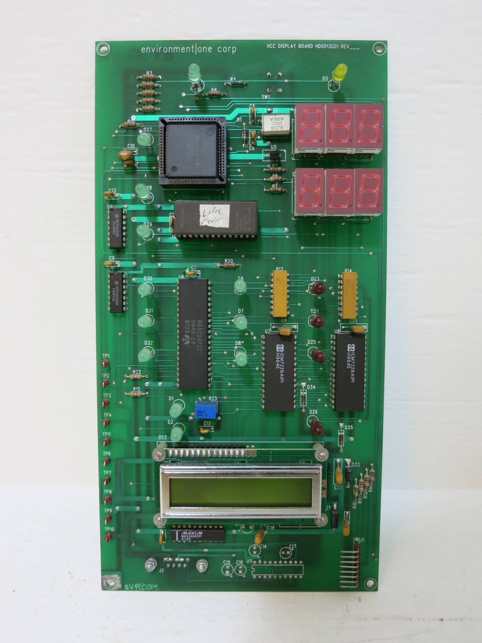 Environment One HD0013G01 Gas Analyzer HCC Display Board Eone Hydrogen Control (DW1728-1)