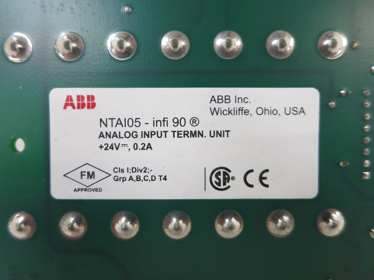 ABB NTAI05 infi90 Analog Input Termination Unit 6632115T1 Bailey Board PLC (TK5347-10)