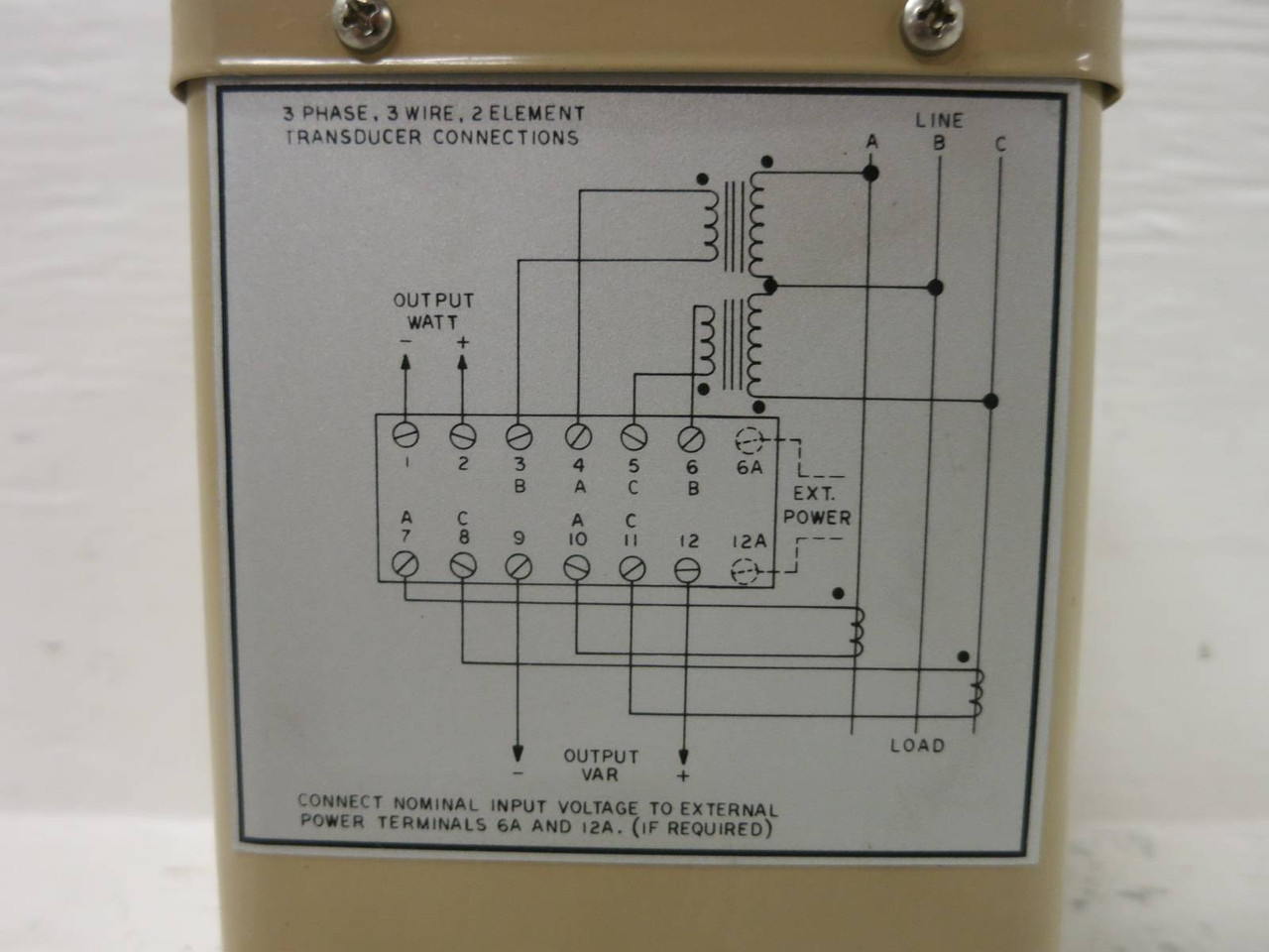 TransData 20EWRS525 Watt / VAR Transducer 3-Phase 3 Wire 2 Element 5A 120V (TK5407-3)