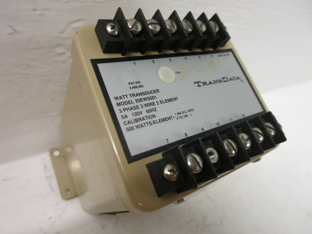 Image of TransData 20EWS501 Watt Transducer 3-Phase 3 Wire 2 Element 5A 120V