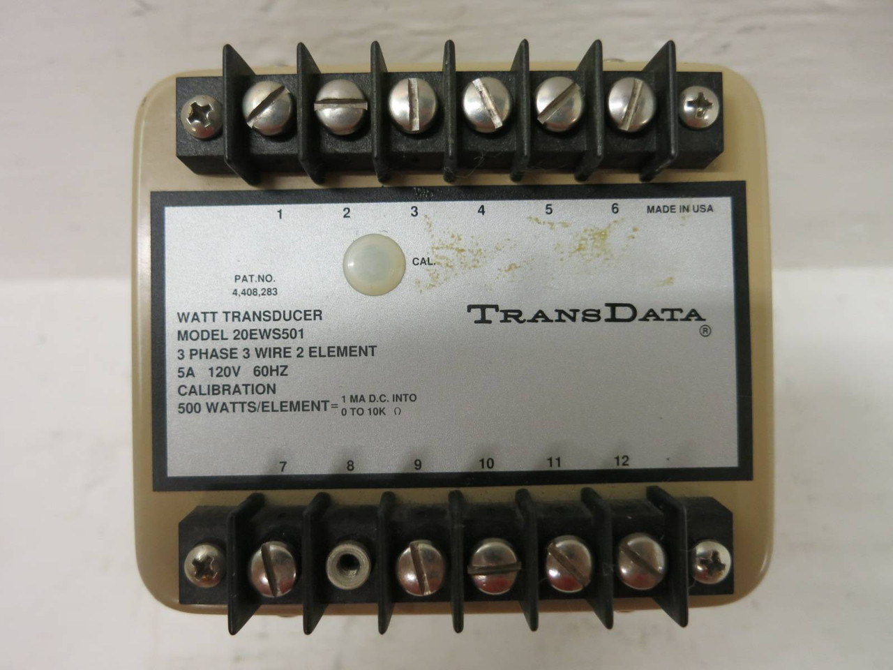 TransData 20EWS501 Watt Transducer 3-Phase 3 Wire 2 Element 5A 120V (TK5405-2)