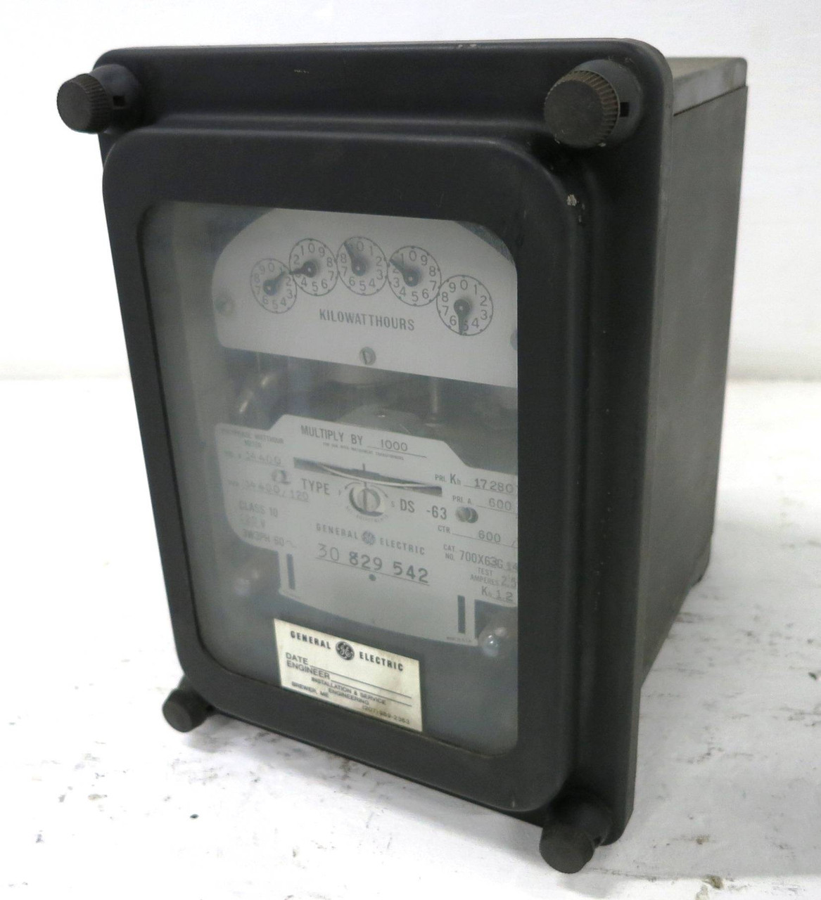 GE 700X63G142 Polyphase Watthour Meter Relay 3PH DS-63 Watt Hour 120V 3P3W 14400 (DW1773-4)