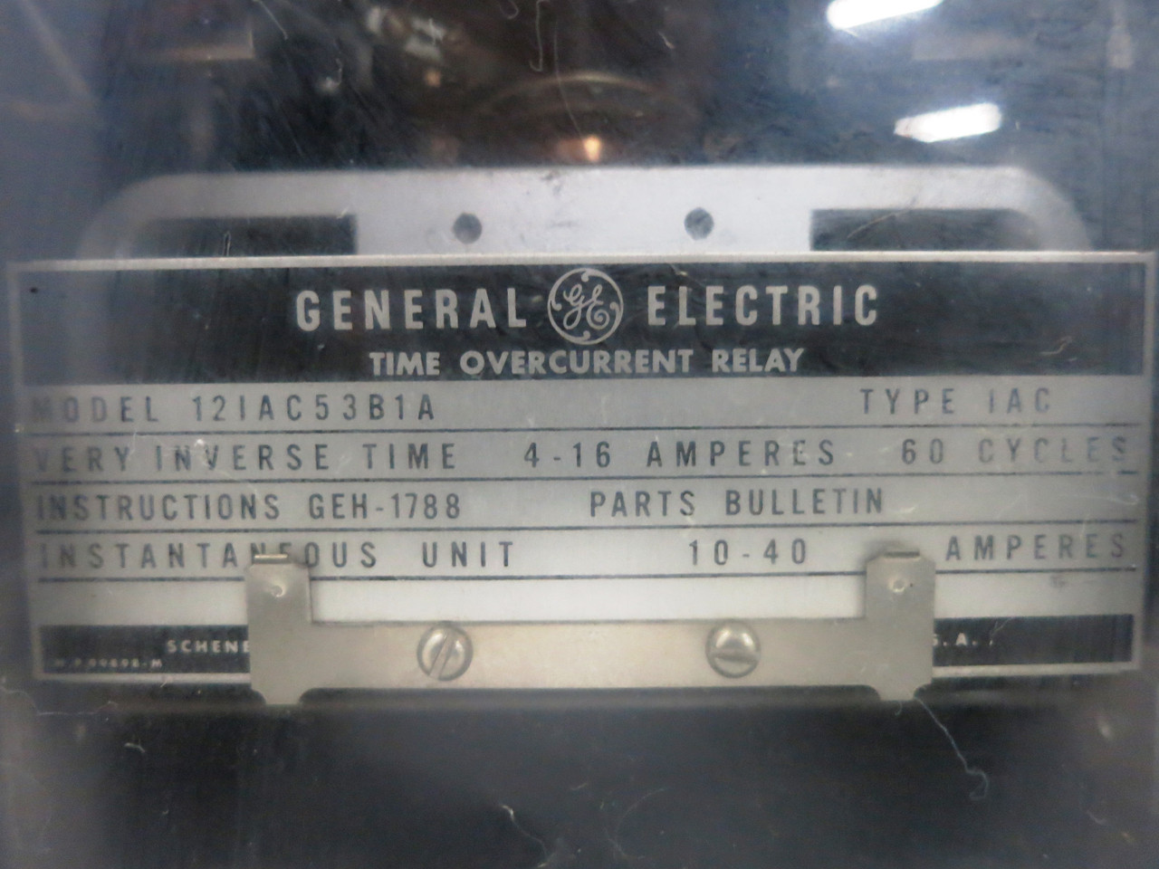 GE 12IAC53B1A Time Overcurrent Relay Type IAC Very Inverse 4-16 Amp (DW1785-3)