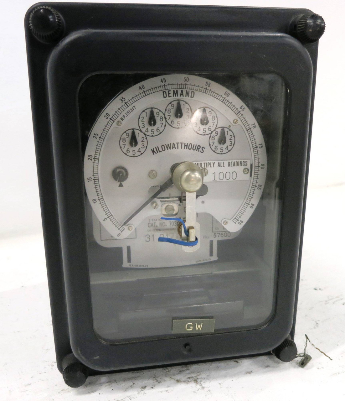 GE 703X64G151 2 Stator Watthour Meter DSM-63 3PH Relay 2000:5 120V 57600 (DW1784-2)