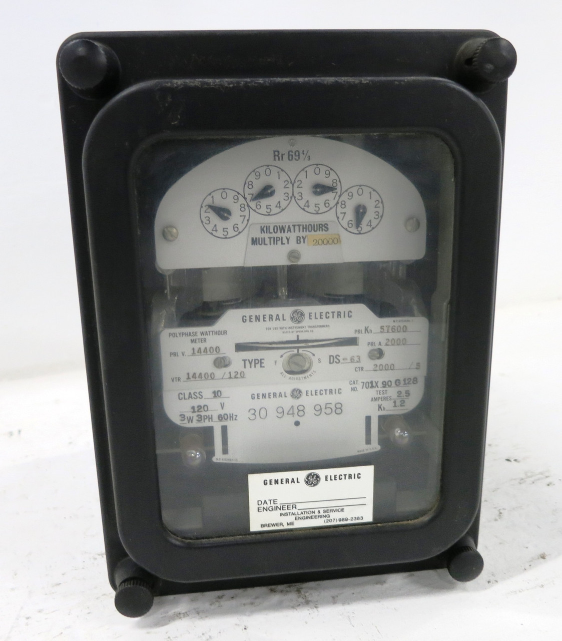 GE 701X90G128 Polyphase Watthour Meter Type DS-63 120V 3W 3PH 14400 57600 (DW1781-1)