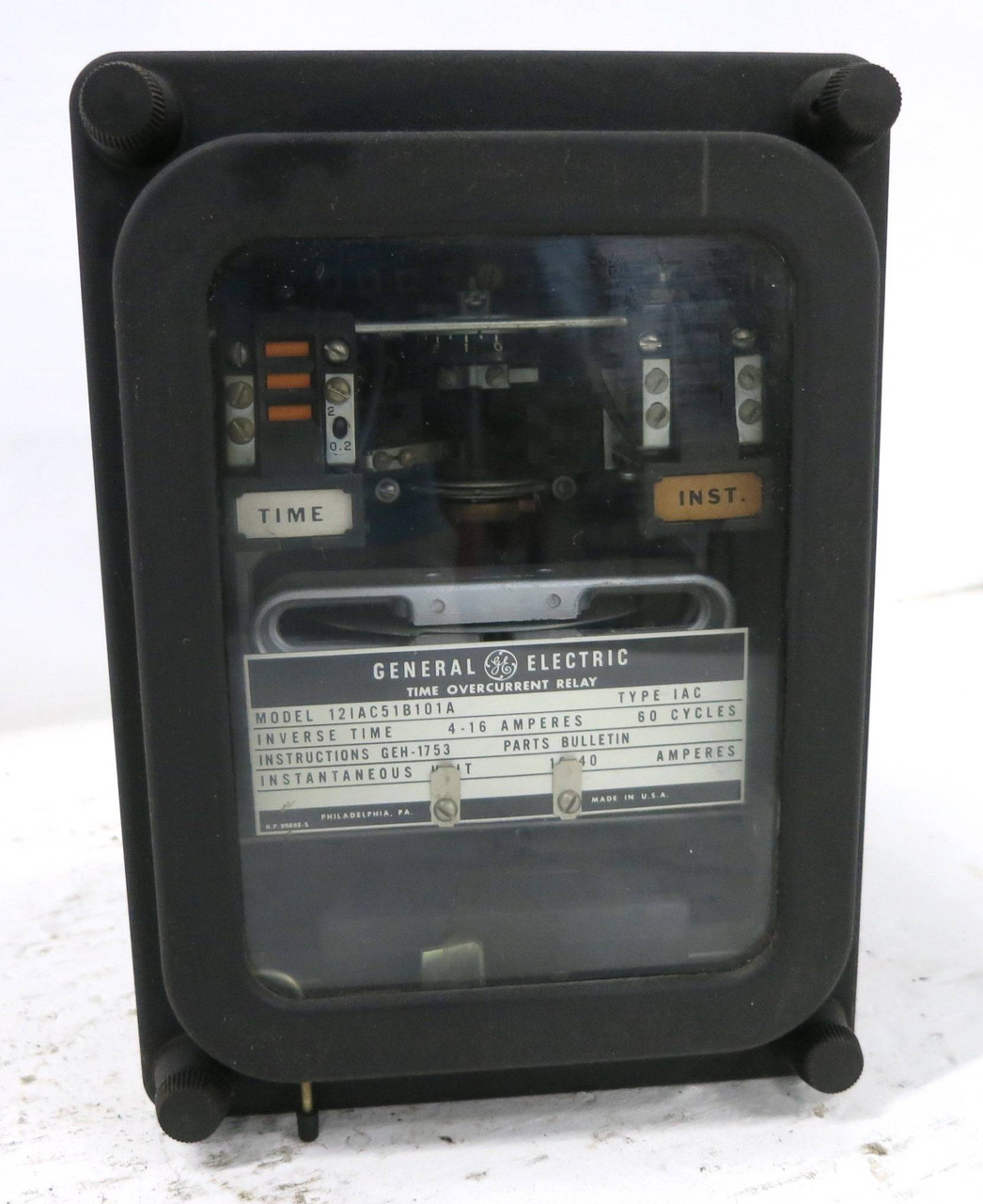 GE 12IAC51B101A Time Overcurrent Relay Inverse Type IAC 4-16A General Electric (DW1794-5)