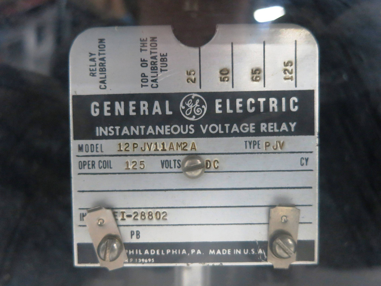 GE 12PJV11AM2A Instantaneous Voltage Relay Type PJV General Electric PJV11AM2A (DW1793-1)