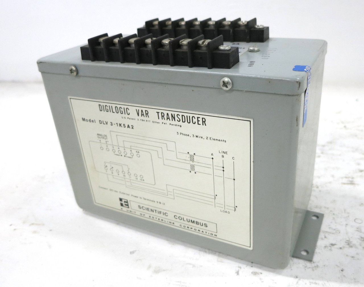 Scientific Columbus DLV3-1K5A2 Digilogic VAR Transducer 3PH 3W 120V Esterline (DW1819-1)