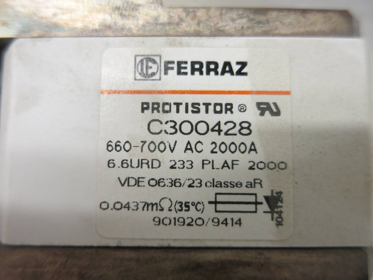 Ferraz Shawmut C300428 2000 Amp Protistor Fuse 660-700 VAC 2000A 700V (TK5445-41)