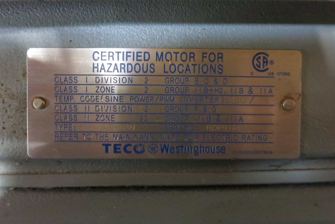 New Teco Westinghouse AEHH8N 150HP 460V 3566RPM Max-E1 Severe Motor 445TSG 150 (PM3021-1)
