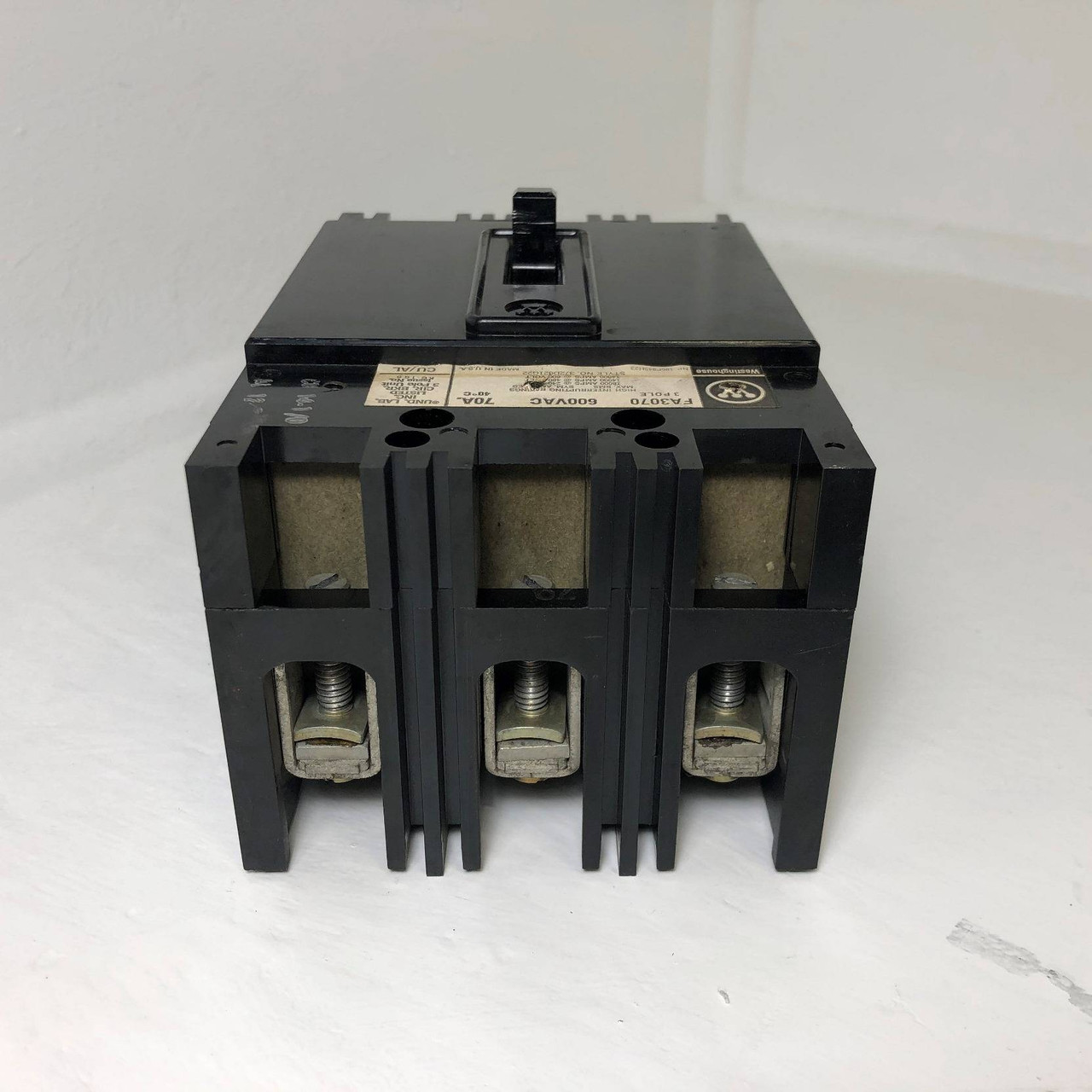 CH Westinghouse FA3070 70A Circuit Breaker 480/600V 3 Pole Type FA 70 Amp flaw (EM3862-4)