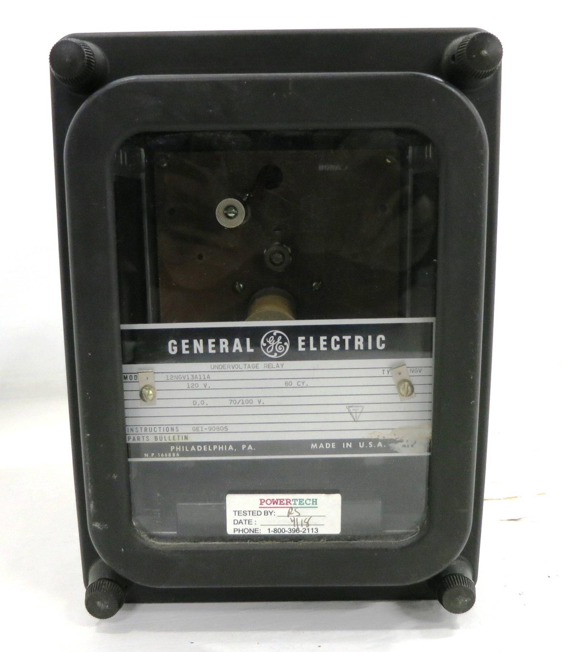 GE 12NGV13A11A Undervoltage Relay Type NGV 120V 60Hz 70/100V General Electric (DW1872-3)