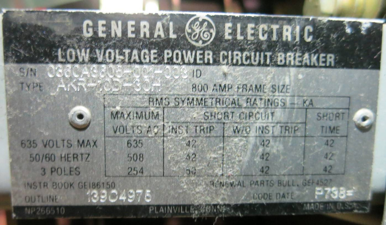 GE AKR-10D-30H 800A LSIG MicroVersa Trip EO General Electric Air Breaker 800 Amp (GA0033-2)