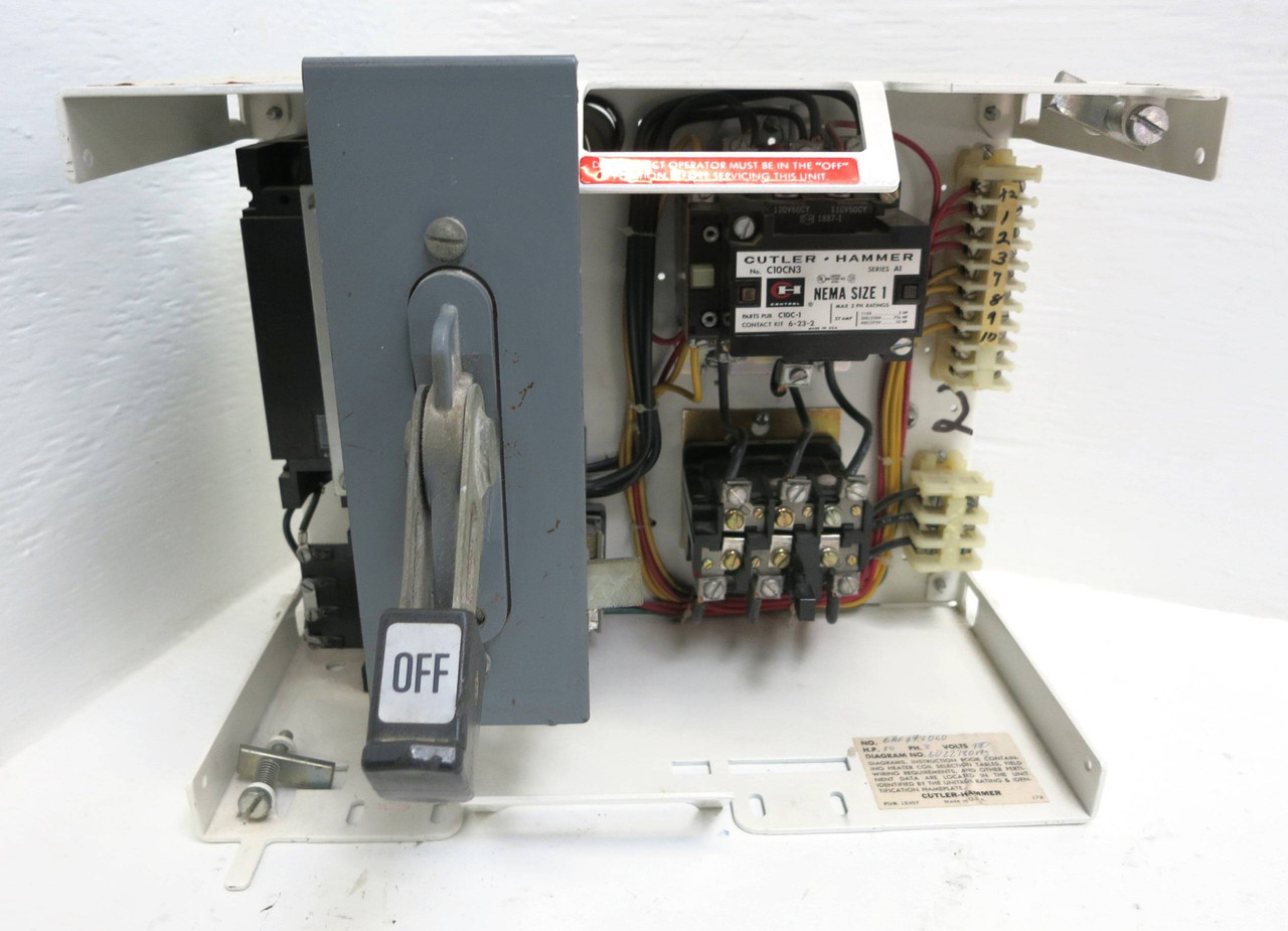 Cutler Hammer F10 Unitrol Size 1 Starter 40A Breaker Type 12" MCC Bucket 40 Amp (DW1928-3)