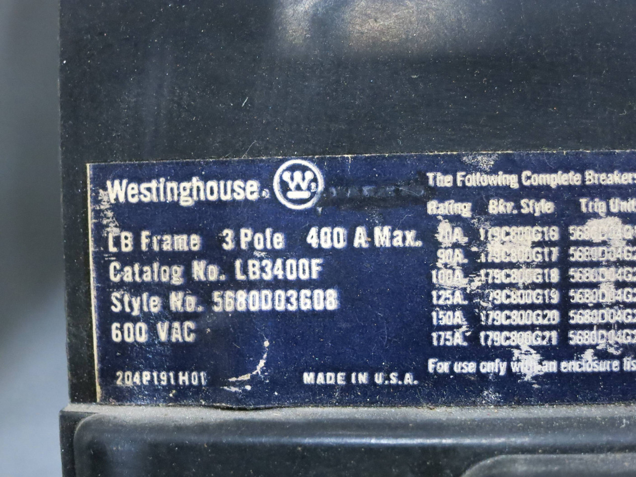 Cutler Hammer F10 Unitrol Size 5 Starter 225A Breaker Type 42" MCC Bucket 225Amp (DW1957-1)