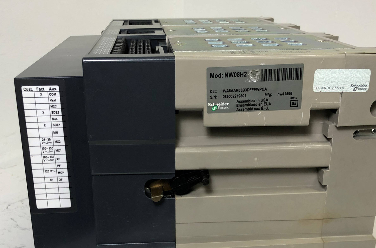 Square D NW08H2 800A MasterPact EO Breaker LSI 800 Amp 5.0P Trip Shunt & Fingers (EM3881-3)