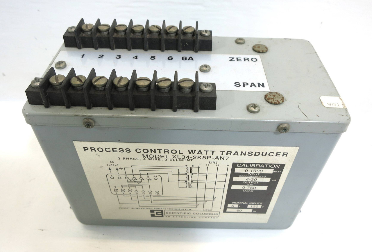 Scientific Columbus XL34-2K5P-AN7 Process Control Watt Transducer 0-1500W 4-20mA (DW2026-2)