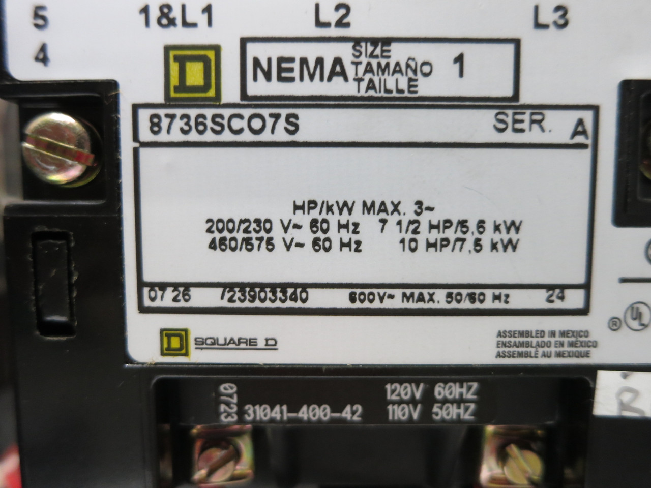 Square D Model 6 Size 1 Reversing 30A Fusible 18" MCC Bucket 30 Amp Mod 6 Sz1 (DW2086-5)
