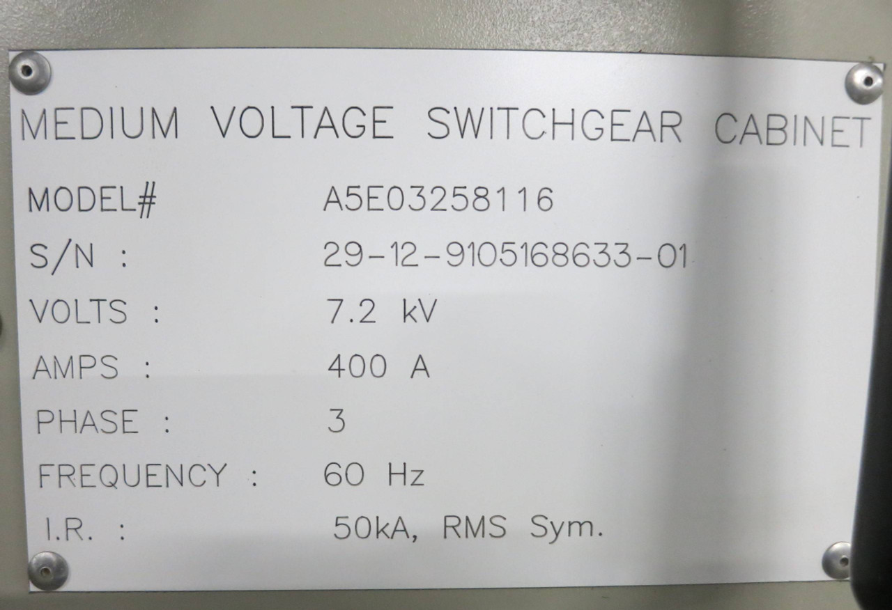 Siemens Load Interrupter Switch 400A 7.2kV Medium Voltage Switchgear A5E03258116 (GA0098-1)