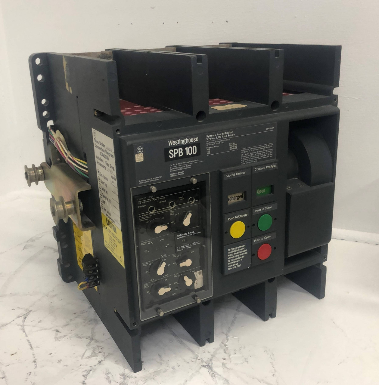 CH Westinghouse SPB 100 1600A Drawout EO Pow-R Breaker LSG 1000 Amp Plug & Shunt (EM3926-1)