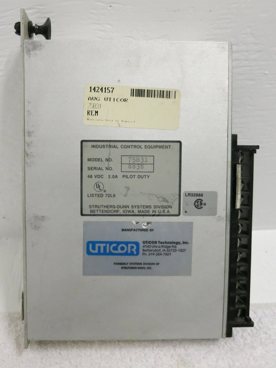 Industrial Control Equipment 75B31 48 VDC Output Module PLC Uticor Rev H Blue (GA0132-17)