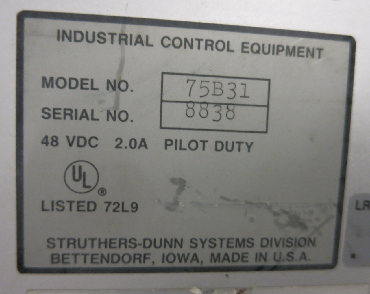 Industrial Control Equipment 75B31 48 VDC Output Module PLC Uticor Rev H Blue (GA0132-17)