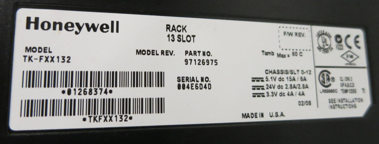 Honeywell TK-FXX132 13-Slot Chassis w TK-FPCXX2 C Power Supply (GA0166-1)