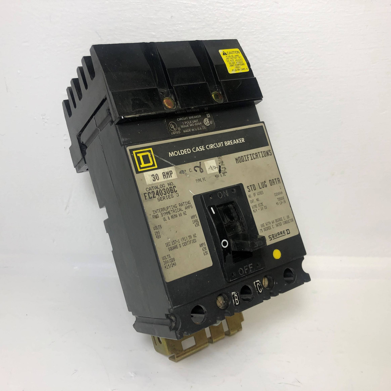 Image of Square D I-Line FC24030BC 30A Circuit Breaker 2 Pole in 3P Frame 480 VAC 30 Amp