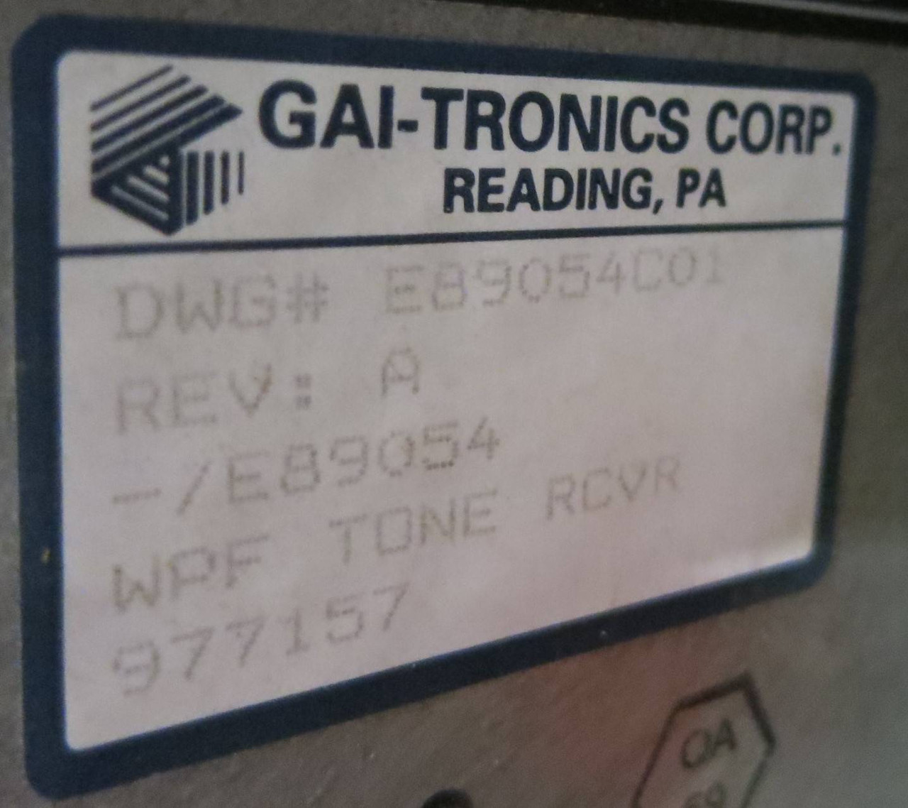 GAI-Tronics E89054C01 WPF Tone Receiver Rev A 977157 G84060A02 (GA0201-2)
