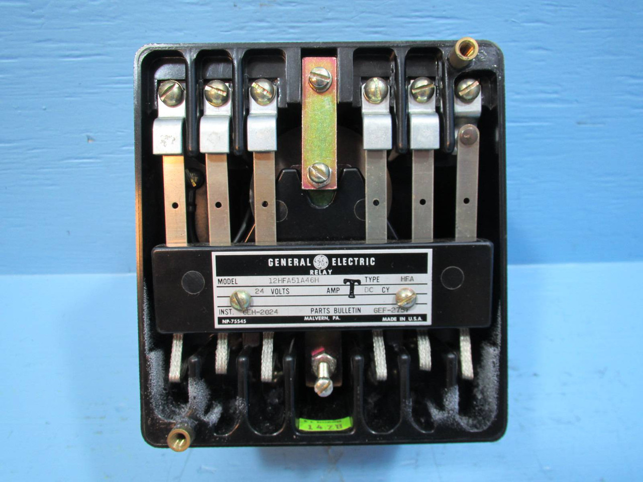 General Electric 12HFA51A46H Self Reset Multi-Contact Auxiliary Relay HFA 24V GE (EBI1664-1)