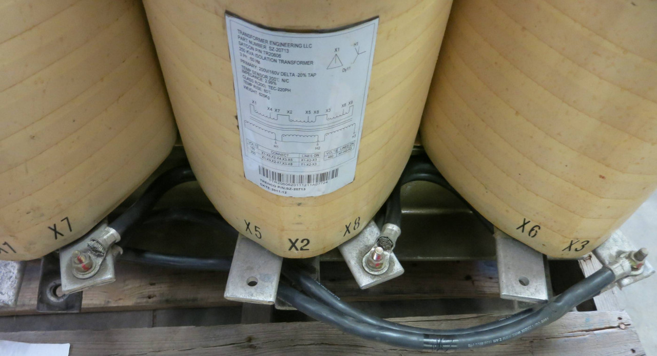 Trenco SZ-20713 250kVA 200V/160 Delta Isolation Transformer SATCON TEC-220PH (GA0238-1)