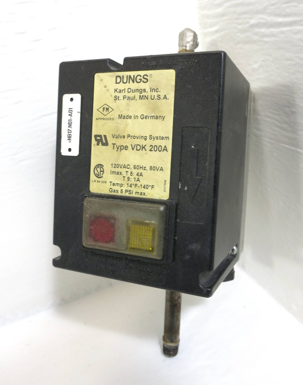 Dungs VDK 200A Valve Proving System Safety Shutoff VDK200A Karl 120V 80VA 5PSI (DW2442-1)