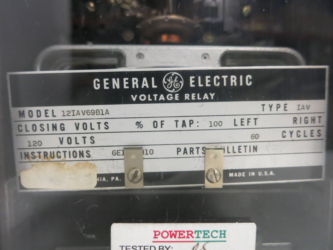 General Electric 12IAV69B1A Type IAV Voltage Relay 120V GE (GA0316-1)