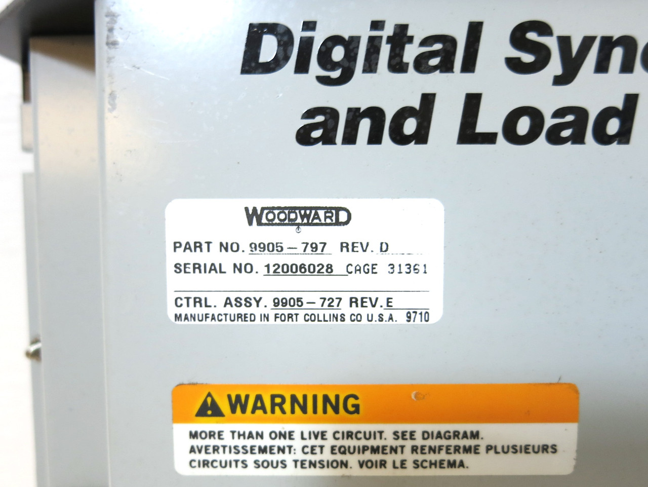 Woodward 9905-797 Rev D Digital Synchronizer and Load Control PLC Relay 9905797 (DW2621-2)