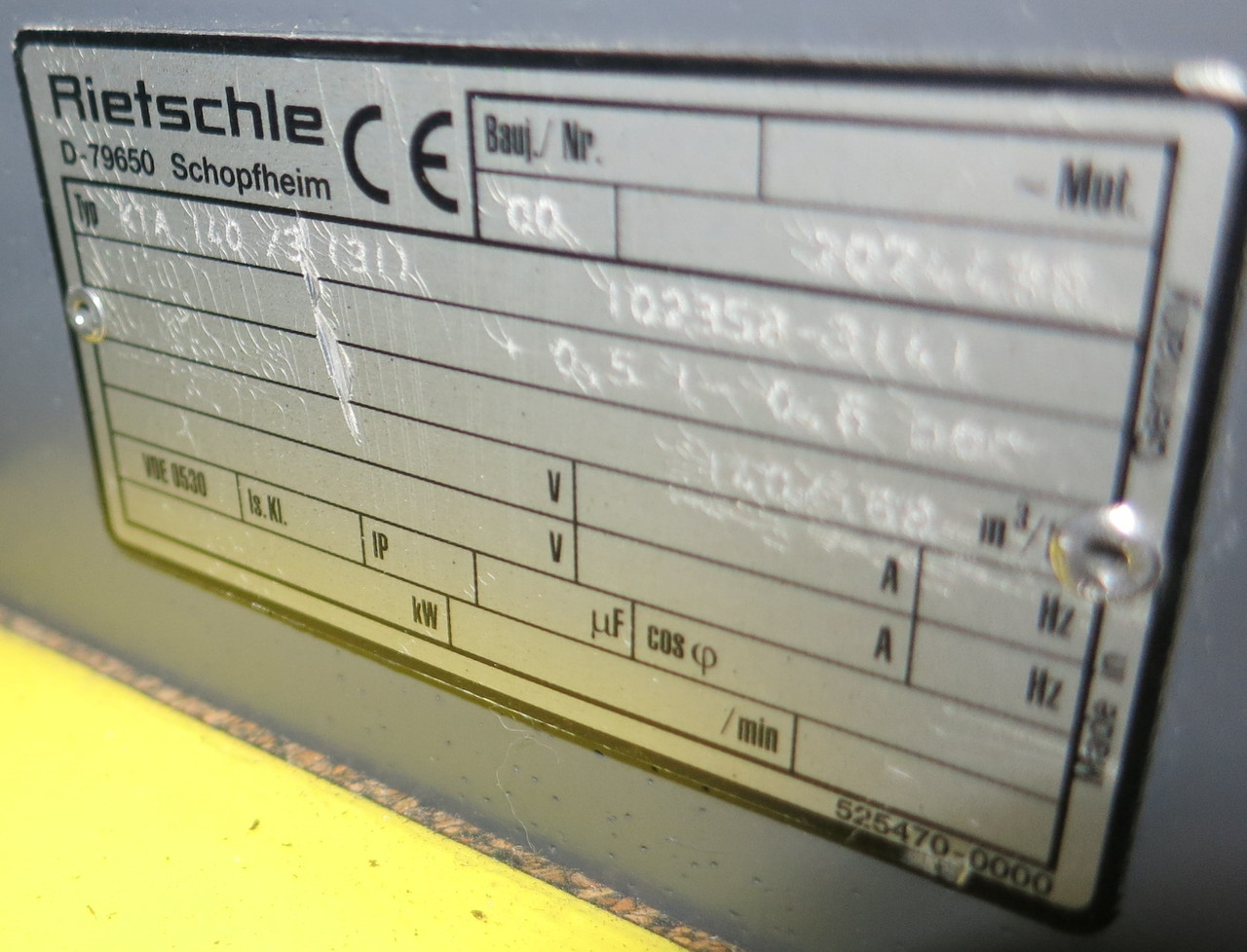 Rietschle Vacuum and Pressure Pump KTA 140-3(31) w 10HP Motor 1740RPM 215TC (GA0412-1)