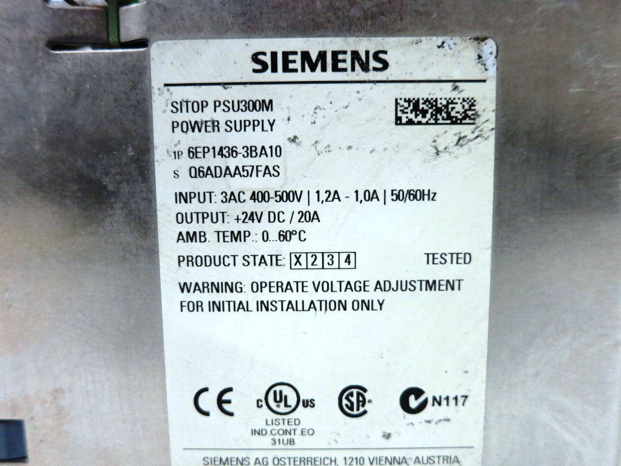 Siemens 6EP1436-3BA10 SITOP Power Supply PSU300M 4363BA10 PSU-300M (DW2717-1)