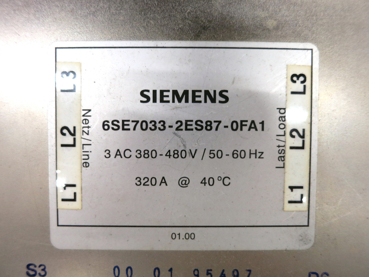 Siemens 6SE7033-2ES87-0FA1 Line Filter MasterDrives Vector Control 380-480V 320A (DW2855-1)
