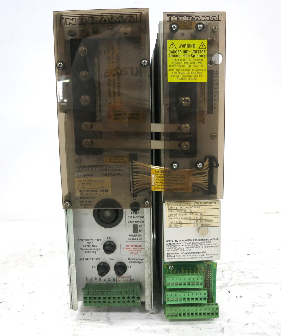 Indramat AC Servo Power Supply + Controller TVM 1.2-050-220/300 TDM 3.2-020-220 (DW2857-1)