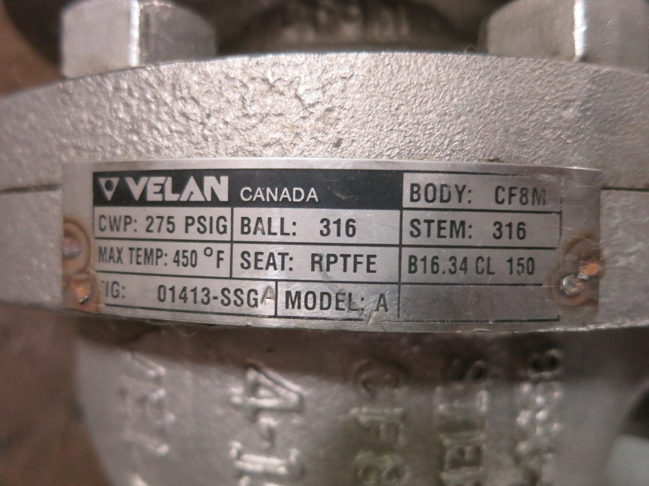 Velan 4" CF8M Ball Valve 4-150 316 Ball Stem RPTFE Seat FB Split 275 PSIG (DW2890-1)