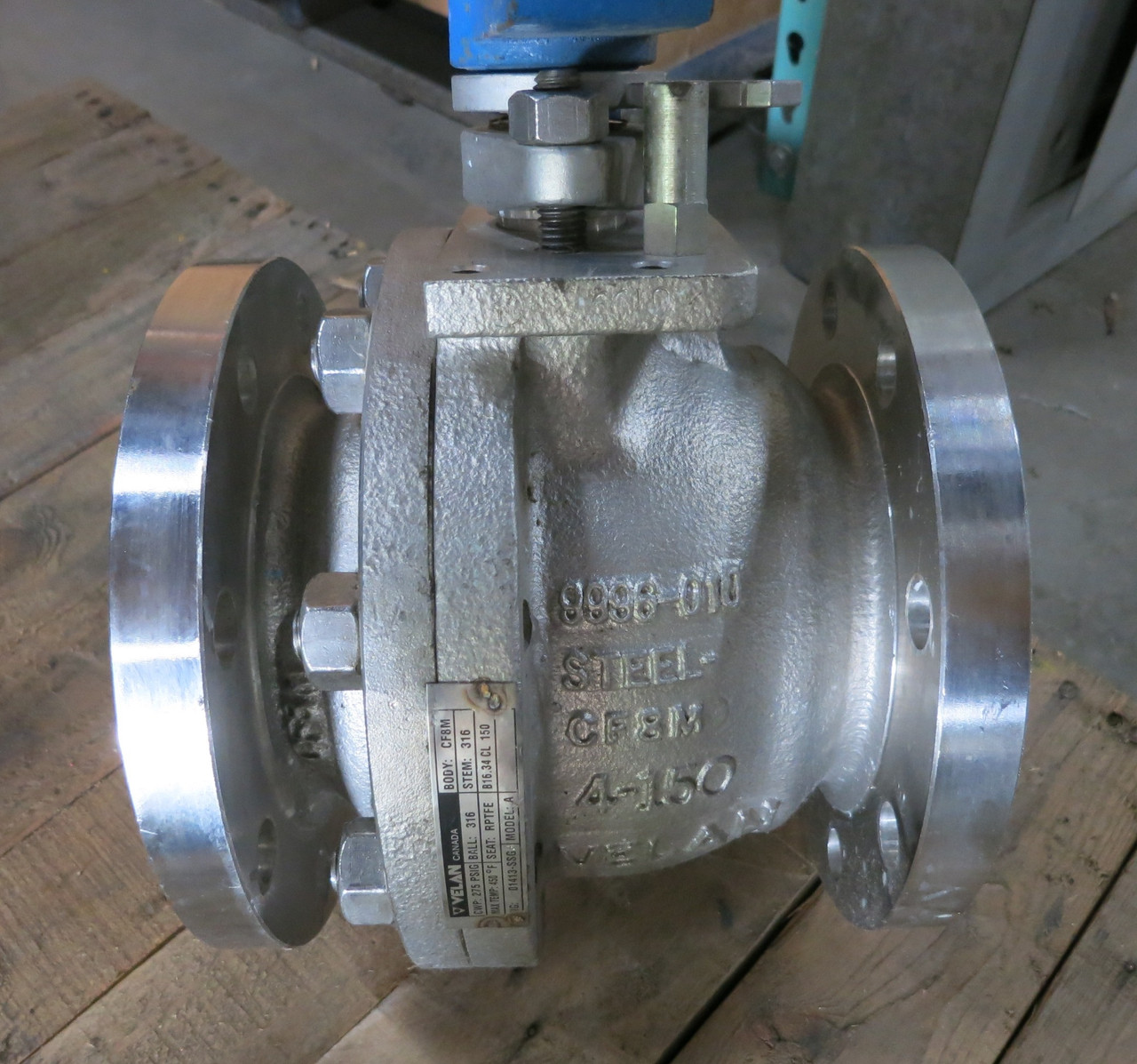 Velan 4" CF8M Ball Valve 4-150 316 Ball Stem RPTFE Seat FB Split 275 PSIG (DW2890-1)