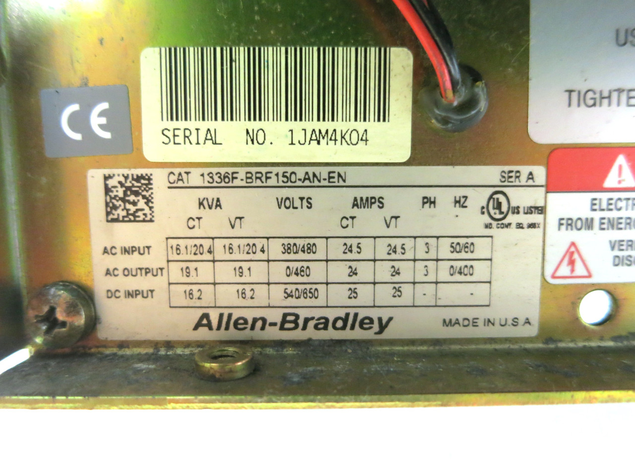 Allen Bradley 1336F-BRF150-AN-EN AC VS Drive 15 HP 480V AB Force 1336FBRF150 A (DW2924-3)
