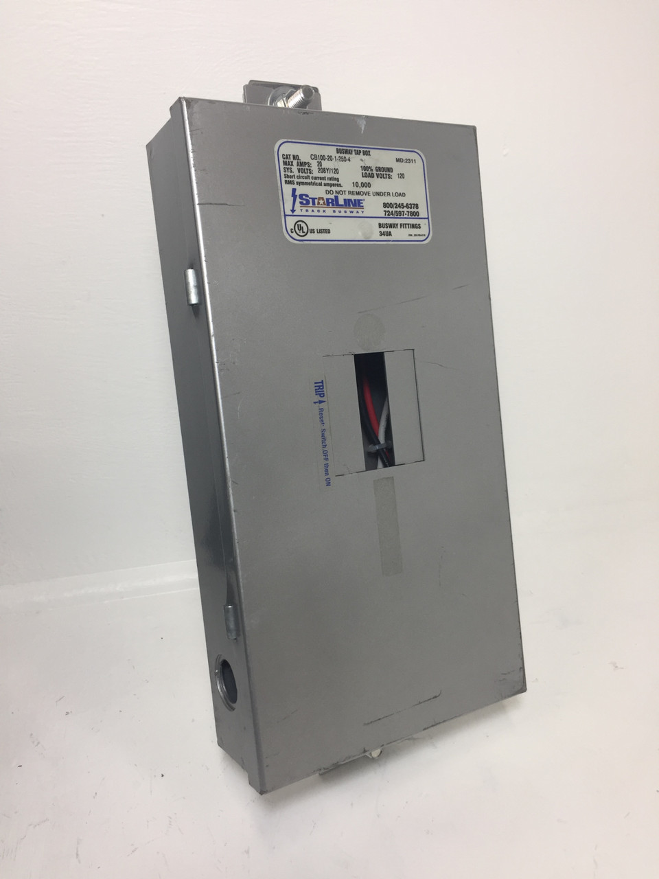 StarLine CB100-20-1-250-4 20A Busway Tap Box 208Y/120V Bus Plug 1P 20 Amp 34UA (EM4130-2)