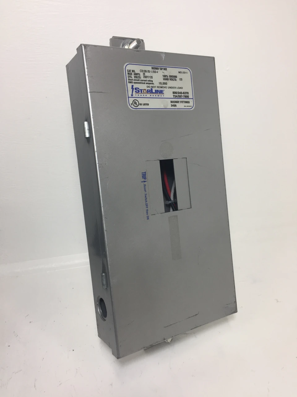 Image of StarLine CB100-20-1-250-4 20A Busway Tap Box 208Y/120V Bus Plug 1P 20 Amp 34UA
