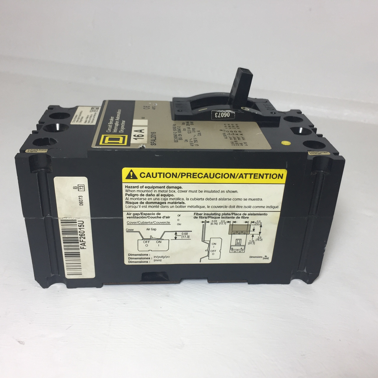Square D SFAL2016 16A Circuit Breaker 480 VAC 2 Pole SFAL 16 Amp S2 2P (EM4136-1)