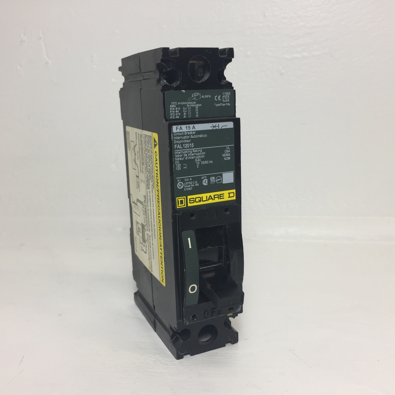 Square D FAL12015 15A Circuit Breaker Green Label 120 VAC 1 Pole FAL 15 Amp 1P (EM4138-1)