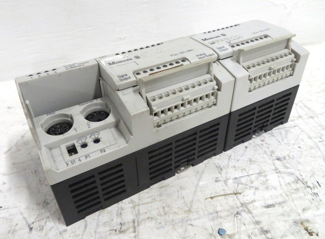 Moeller PS4-201-MM1 + LE4-116-DD1 Programmable Logic Controller Compact PLC (DW3140-25)