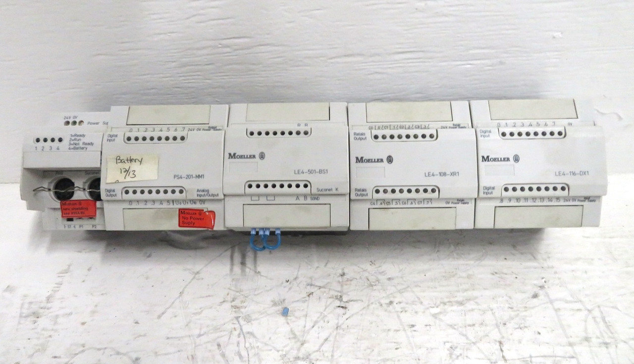 Moeller PS4-201-MM1 + LE4-501-BS1 + LE4-108-XR1 + LE4-116-DX1 Compact PLC Module (DW3143-6)