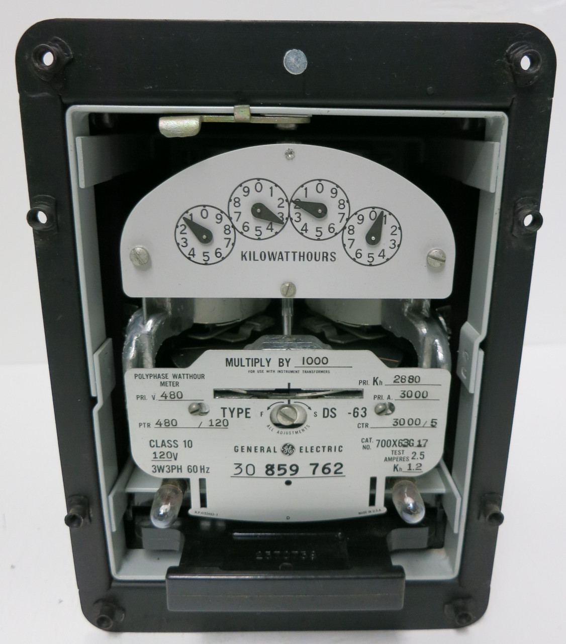 General Electric 700X63G17 Polyphase Watthour Meter 3PH DS-63 Relay GE Watt Hour (GA0510-1)
