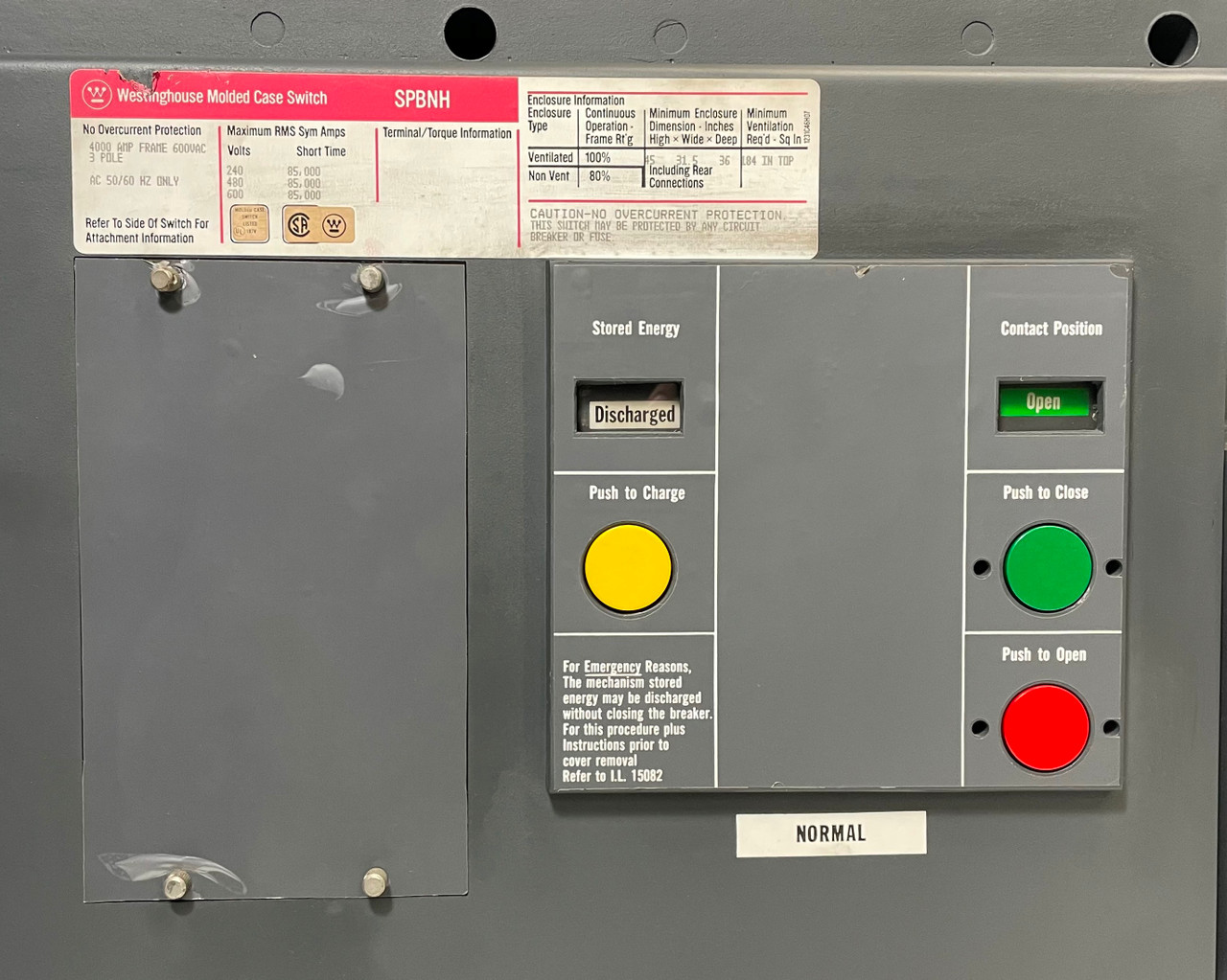 CH Westinghouse SPBNH 4000A EO Molded Case Switch w/ Shunt 3P 480/600V 4000 Amp (EM4164-2)